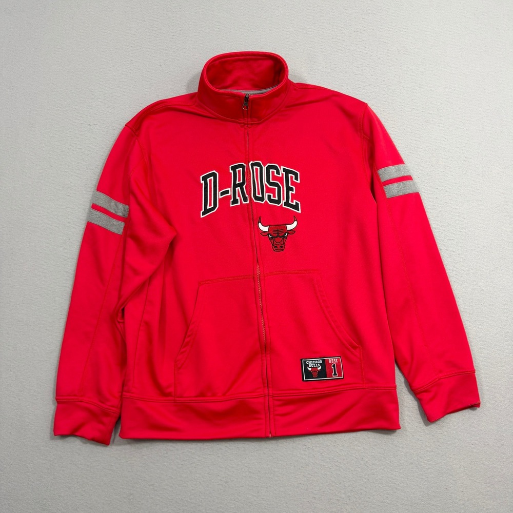 Vintage Majestic Track Jacket Medium Chicago Bulls Derrick Rose D-Rose Full Zip